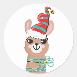 Lamagesicht Feiertags-Weihnachtsaufkleber Runder Aufkleber