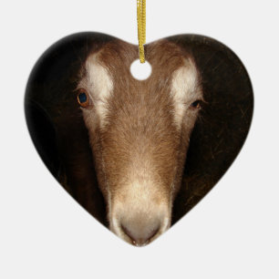 LAMANCA ZIEGEN-KOPF-HERZ-WEIHNACHTSverzierung Keramikornament