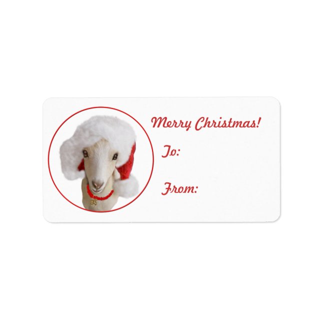 LaMancha Goat Weihnachtsgeschenk Tag Sticker Adressaufkleber (Vorne)