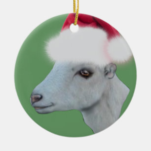 LaMancha Ziege Weihnachtsmannmütze Weihnachtsschmu Keramikornament