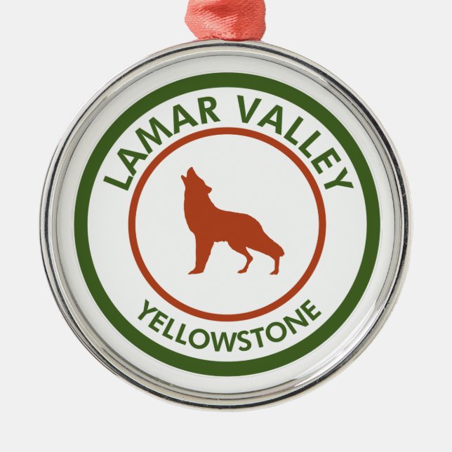 Lamar Valley Yellowstone Wolf Ornament Aus Metall (Vorne)