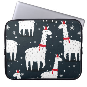 Lamas, handgezeichneter Hintergrund. Farbenfrohe n Laptopschutzhülle