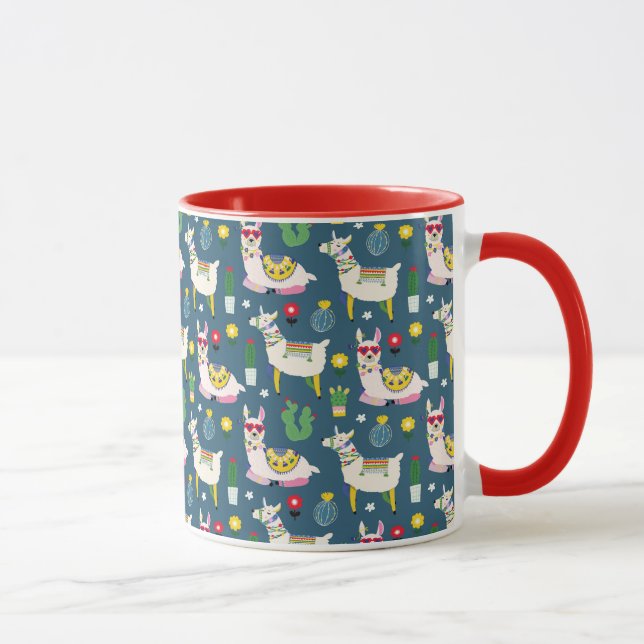 Lamas im Sonnenbrille-Muster Tasse (Rechts)