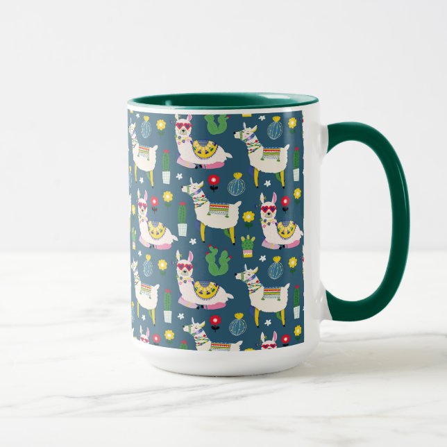Lamas im Sonnenbrille-Muster Tasse (Rechts)