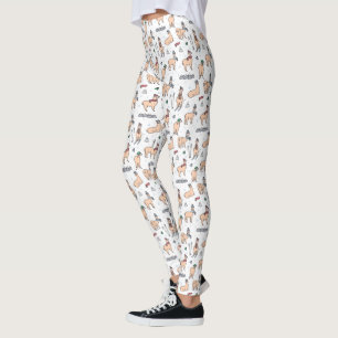 Lamas in Hut-u. Schal-Ski fahrendem Muster Leggings