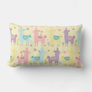 Lamas Rosa Gelb Lila Kinderzimmer Kleinkind Lendenkissen