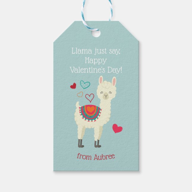 Lamas Valentinstag Geschenkanhänger (Vorderseite)