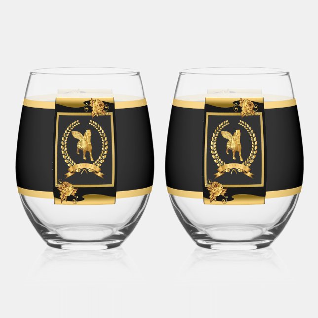 Lamassu Gold Trinkbehälter Set Weinglas Ohne Stiel (Vorderseite)