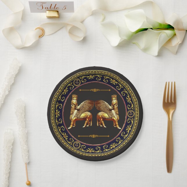 Lamassu-Goldpapierplatte Pappteller (Hochzeit)