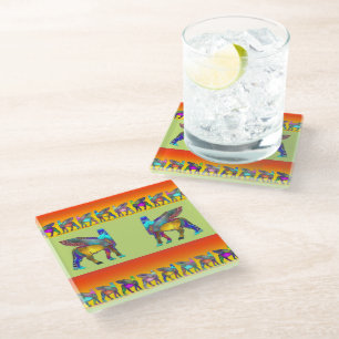 Lamassu in farbigem Glas Untersetzer