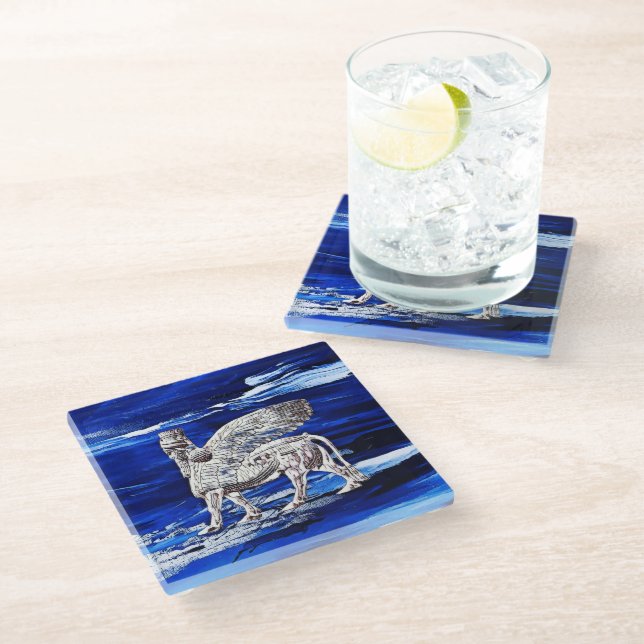 Lamassy Artwork Glass Untersetzer (Schrägansicht)