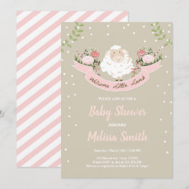 Lamb Baby Dusche Einladung Girl Pink Frühjahr