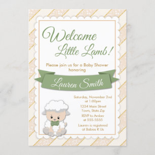 Lamb-Baby-Dusche Einladung neutrales Baby Lamm
