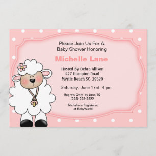 Lamb Baby Girl Dusche Einladungen
