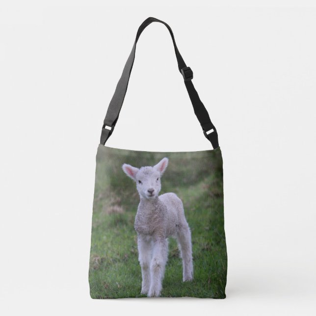 Lamb Baby Sheep Farm Tragetaschen Mit Langen Trägern (Rückseite)