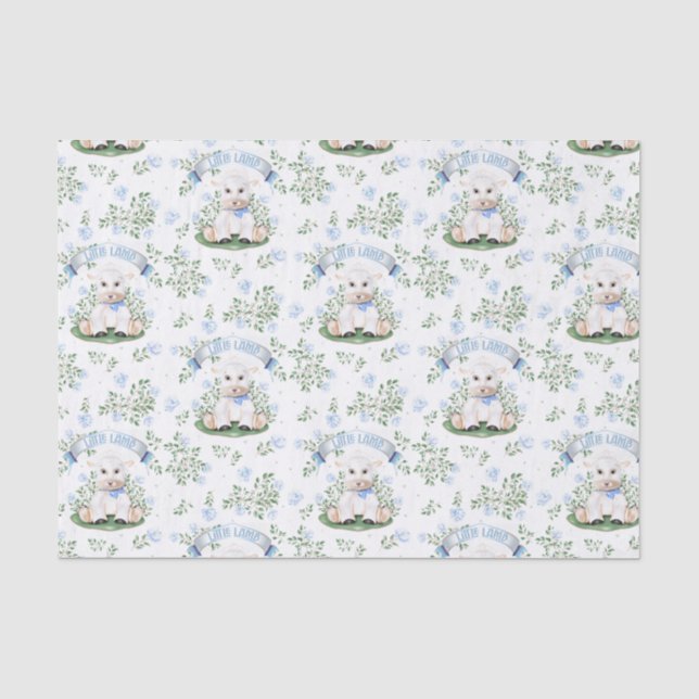 Lamb Blue Floral Baby Dusche Seidenpapier (Vorderseite)