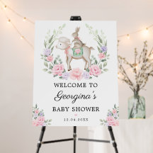 Lamb Bunny Pink Lila Floral Baby Dusche Willkommen