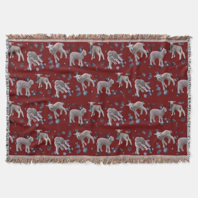 Lamb Frenzy Throw Blanket (Burgund) Decke (Vorderseite)