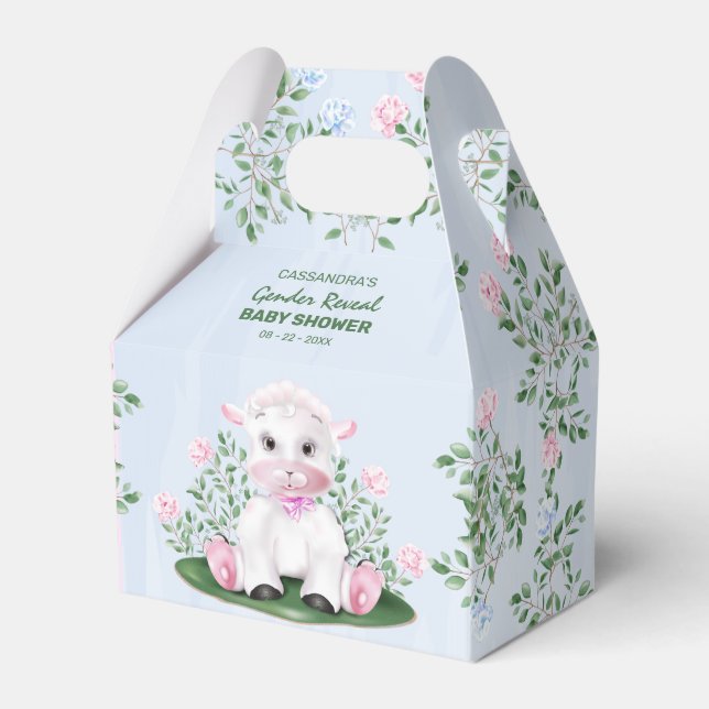 Lamb Gender Reveal Baby Shower Geschenkschachtel (Vorderseite)