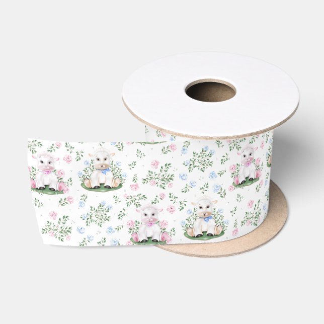 Lamb Gender Reveal Baby Shower Satinband (Spule)