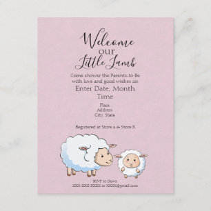 Lamb Lamb Baby Shower Invitations pour une fille