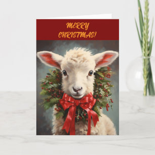 LAMB n WREATH CHRISTMAS CARD Dankeskarte