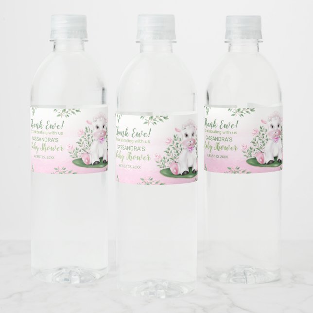 Lamb Pink Floral Baby Dusche (Flaschen)