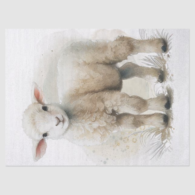 Lamb Sheep Watercolor Seidenpapier (Vorderseite)