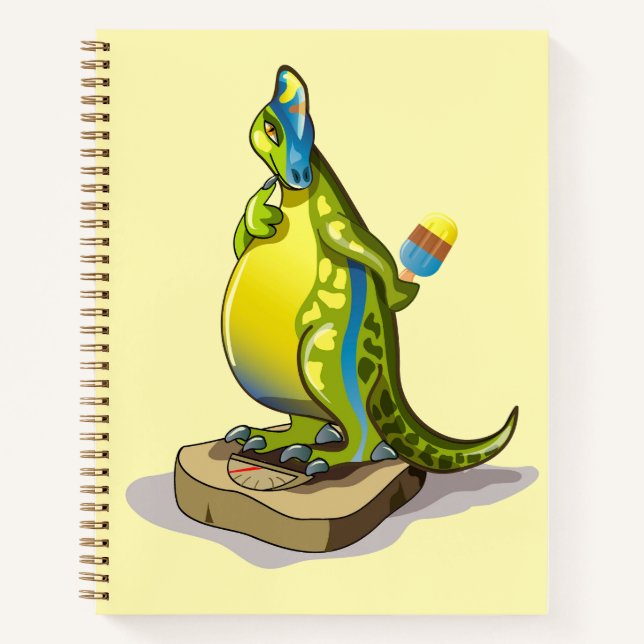 Lambeosaurus Stehend auf Gewichtsskala. Notizbuch (Vorderseite)