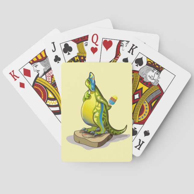 Lambeosaurus Stehend auf Gewichtsskala. Spielkarten (Rückseite)