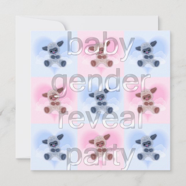 Lambs Baby Gender Reveal Party Einladung (Vorderseite)