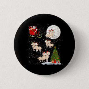 Lambs Sheep Santa Sleigh Flying Funny Magical Chri Button