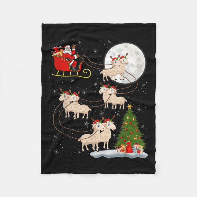 Lambs Sheep Santa Sleigh Flying Funny Magical Chri Fleecedecke (Vorderseite)