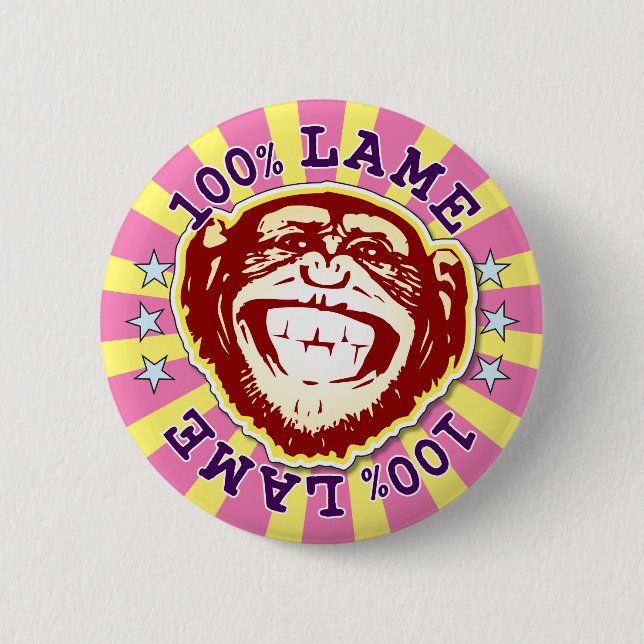 Lame 100% Funny Funky Monkey Abzeichen Button (Vorderseite)