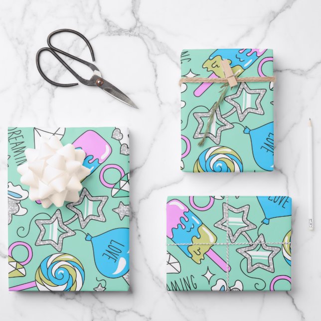 Lamellenmuster 2 geschenkpapier set (Vorderseite)