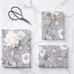 Lamellenmuster 4 geschenkpapier set