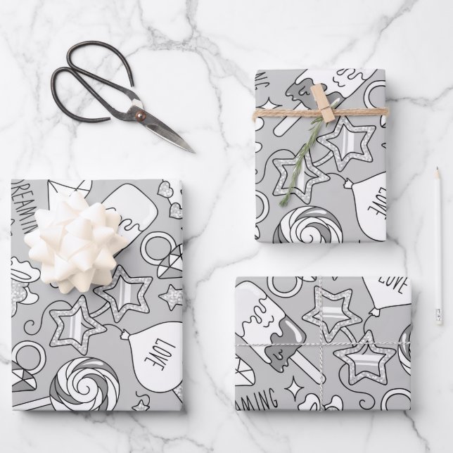 Lamellenmuster 4 geschenkpapier set (Vorderseite)