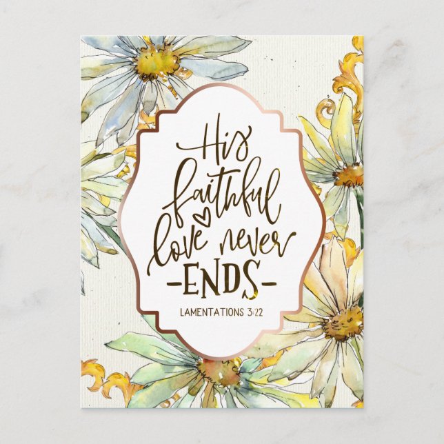 Lamentations 3:22 His Faithful Love Never Ends Postkarte (Vorderseite)