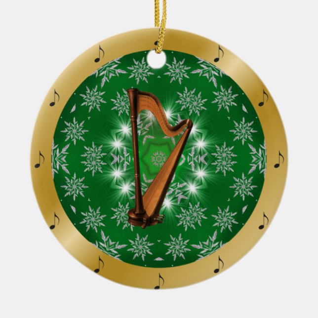 Lamentieren Sie ~ silbernes ~ Grün ~ Gold~ Keramik Ornament (Vorne)