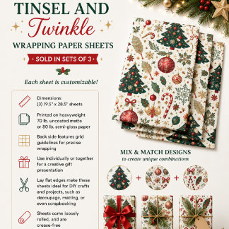 Lametta und Glanz Geschenkpapier Set