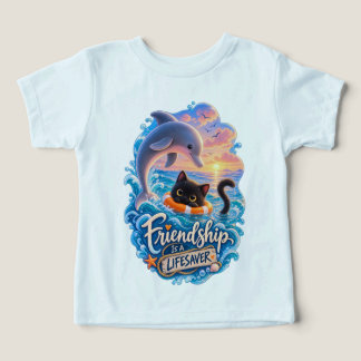 L'amitié est un sauveur Dauphin & Chaton Enfant en