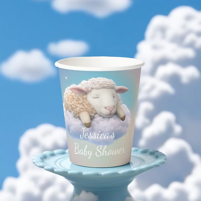 Lamm auf einer Cloud-Babydusche Pappbecher (Von Creator hochgeladen)
