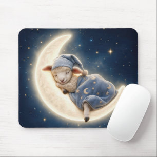 Lamm, das auf einer Mondsichel schläft Mousepad