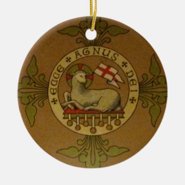 Lamm des Gottes Ecce Agnus Dei Keramik Ornament (Vorne)