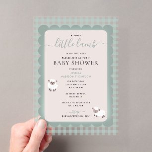 Lamm-Farm-Party-Tiere Blue Boy Baby Shower Acryleinladungen