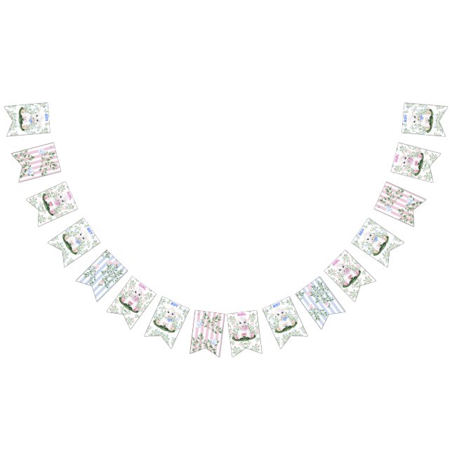 Lamm Floral Gender Reveal Baby Shower Wimpelkette (Alle)