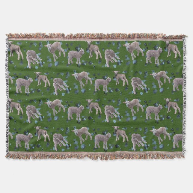 Lamm Frenzy Throw Blanket (dunkelgrün) Decke (Vorderseite)