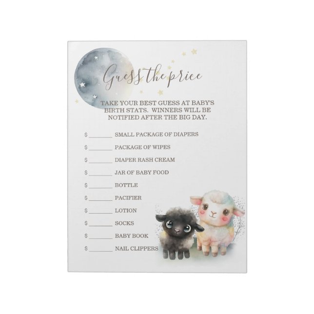Lamm Gender Neutral Baby Shower Notizblock (Rotiert)