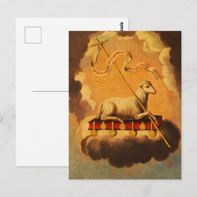 Lamm Gottes, Agnus Dei von Jose Campeche y Jordan Postkarte (Vorne/Hinten)