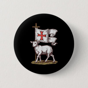 Lamm Gottes Christliches Symbol Des Glaubens Sieg  Button